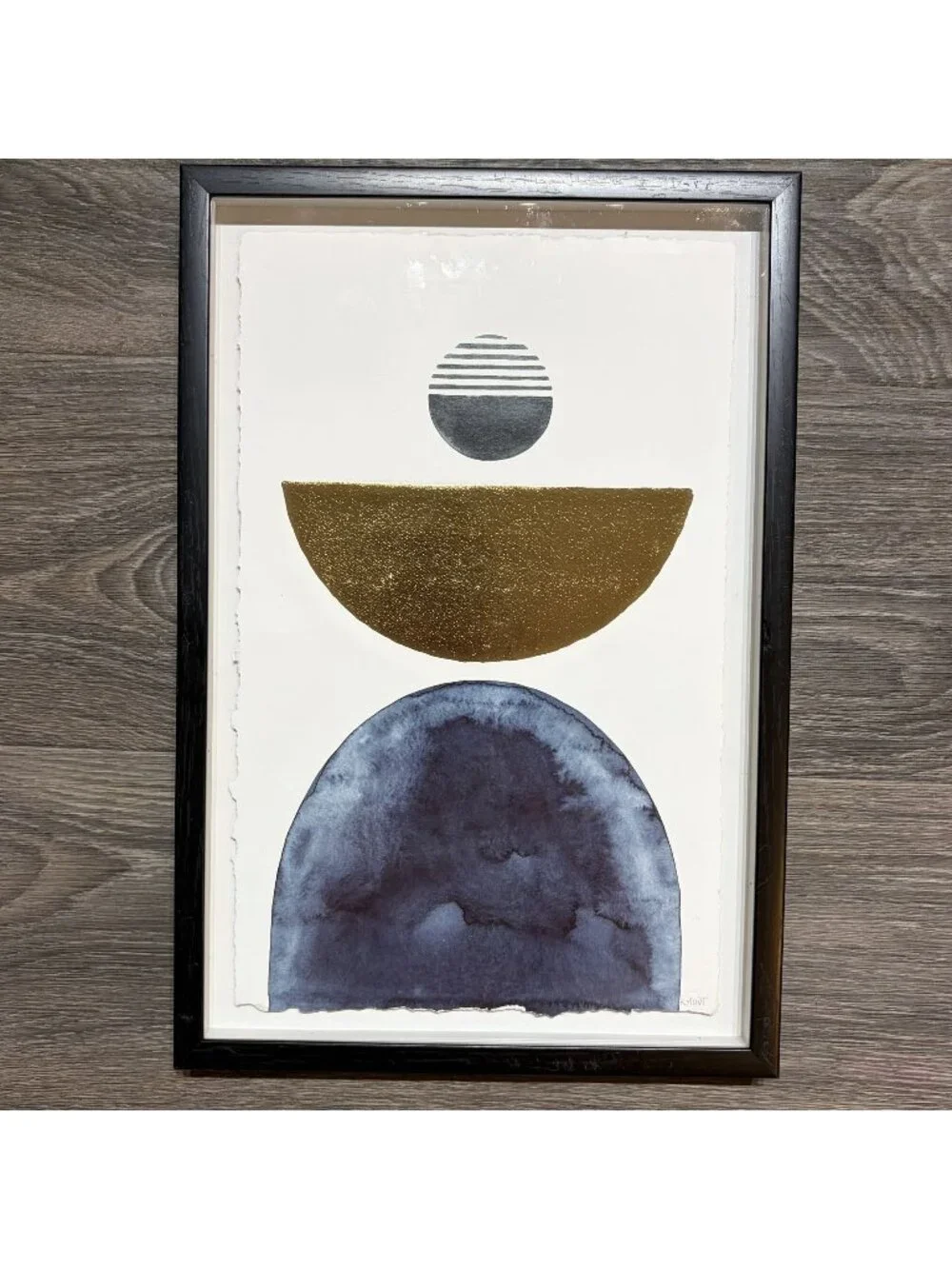 Abstract Geometric Art Print Framed Wall Art Gold Foil Watercolor 16x20 Modern
